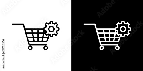 Procurement icons set in black filled and stroke line style