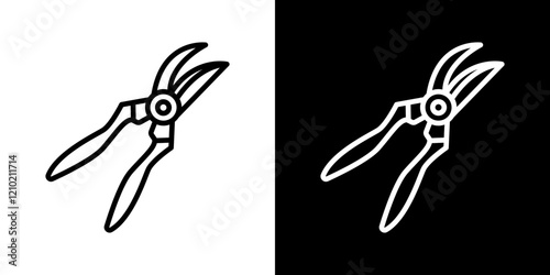 Pruning shears vector icon in thin line style