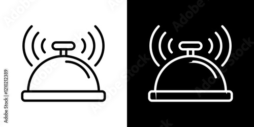 Reception bell Icons vectors. black solid and liner versions