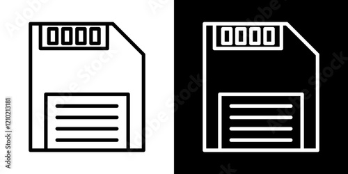 Save file vector icon in thin line style