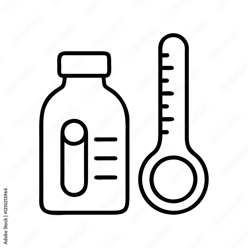 fever medicine icon, fever medicine line art - simple line art of fever medicine, perfect for fever medicine logos and icons fever medicine icon, fever medicine line art - simple line art of fever medicine, perfect for fever medicine logos and icons