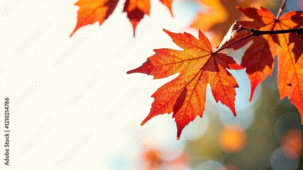Autumn Leaves on Branch - Fall Foliage Closeup Autumn Leaves on Branch - Fall Foliage Closeup