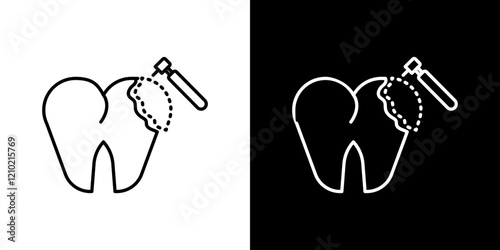 Tooth filling vector icon in thin line style