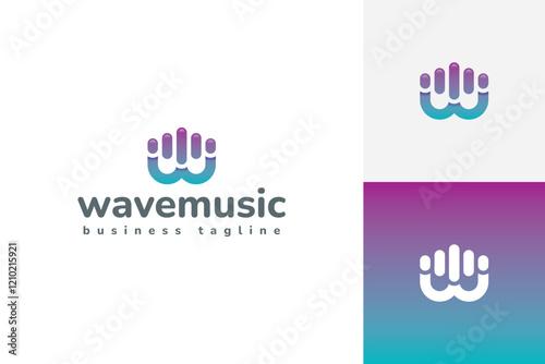 wave music w letter logo vector