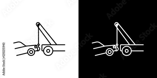 Towed car vector icon in thin line style