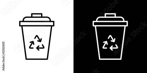 Trash compactor vector icon in thin line style