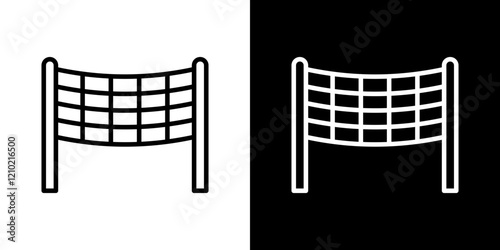 Volleyball net icons set in black filled and stroke line style