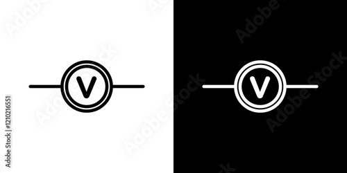 Voltmeter vector icon in thin line style