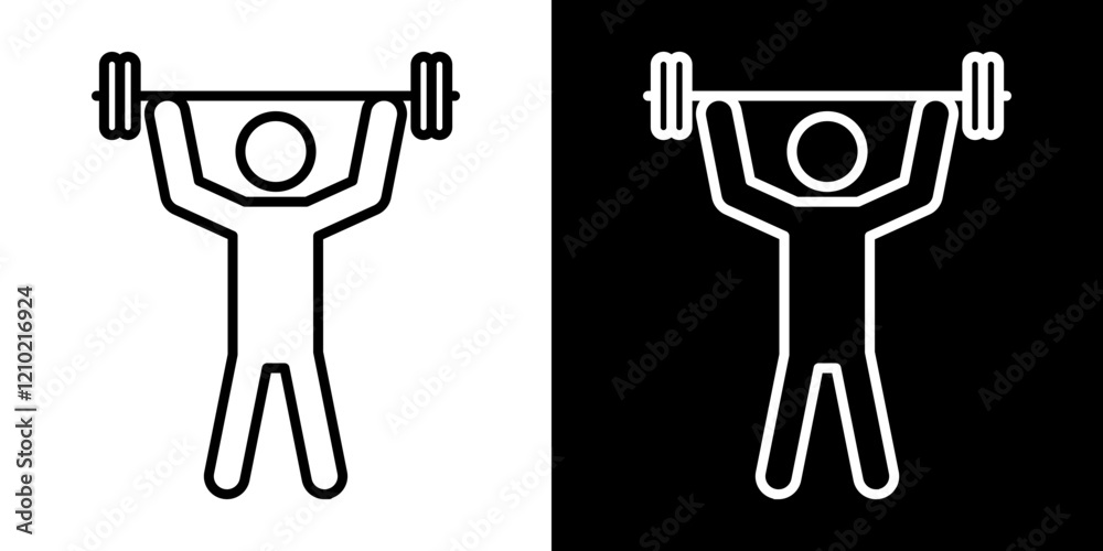 Weightlifter vector icon in thin line style Weightlifter vector icon in thin line style