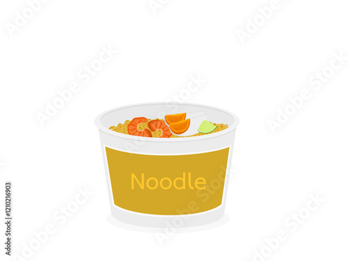 Instant noodles on a white background.