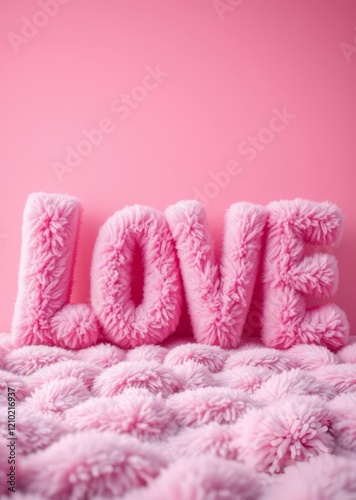 Fuzzy pink letters spelling love against a soft pink background create a cozy inviting atmosphere perfect for celebrating affection and warmth love love heart valentine vector romantic day holiday 