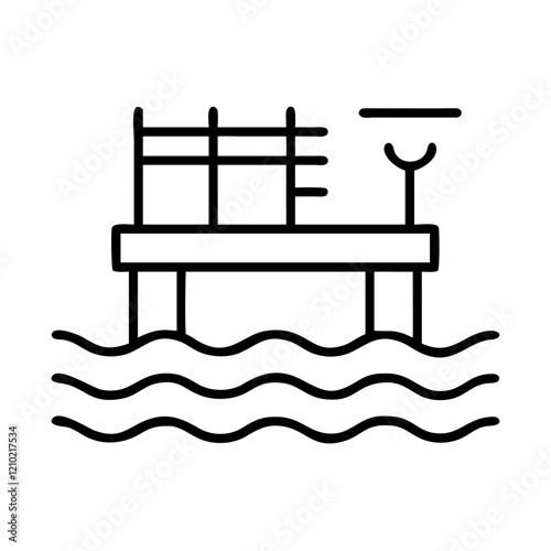 fishing pier icon, fishing pier line art - simple line art of fishing pier, perfect for fishing pier logos and icons