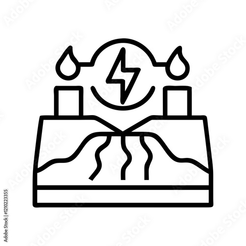 geothermal energy icon, geothermal energy line art - simple line art of geothermal energy, perfect for geothermal energy logos and icons