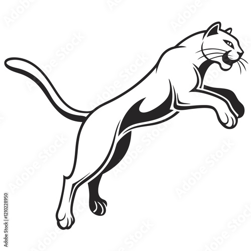 puma logo, black outline, vector graphic, transparent background
