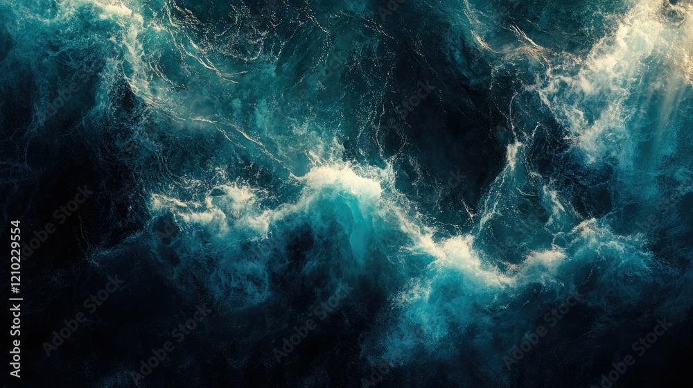 Fototapeta premium A vivid sea gradient showcasing shades of cyan, teal, and dark blue, with light rays piercing through.