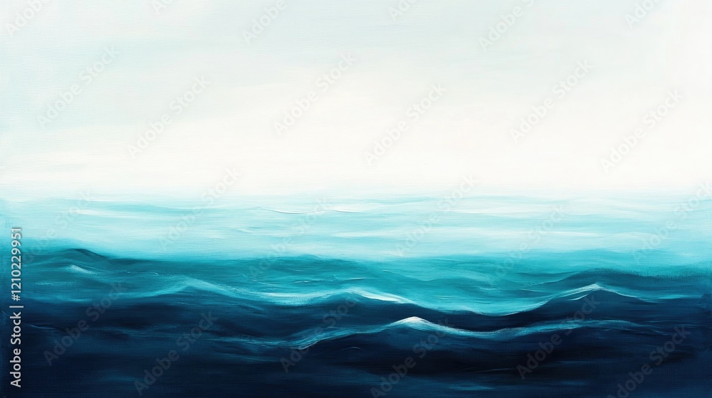 Abstract ocean gradient blending light aqua to dark cobalt, with soft waves and distant horizon. Abstract ocean gradient blending light aqua to dark cobalt, with soft waves and distant horizon.