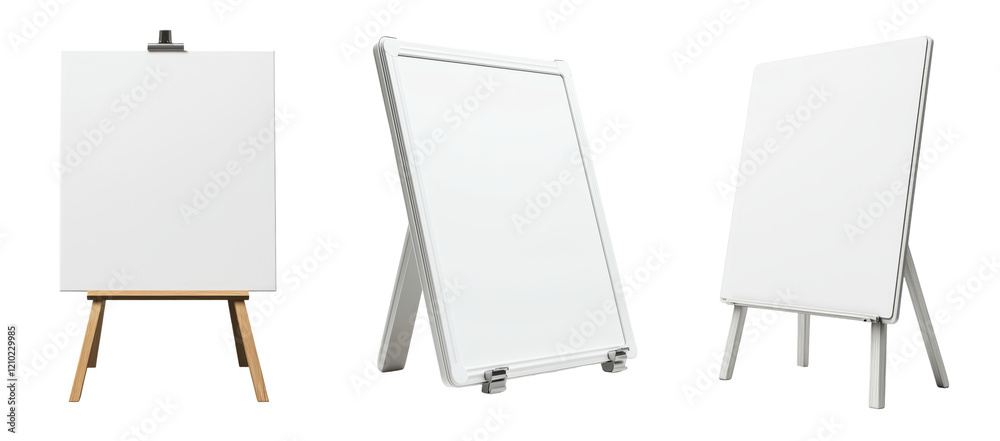 Blank Whiteboards and Easel Set Presentation Mockup Design Studio Blank Whiteboards and Easel Set Presentation Mockup Design Studio