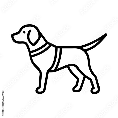 guide dog icon, guide dog line art - simple line art of guide dog, perfect for guide dog logos and icons