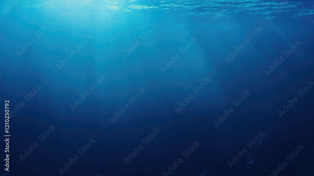 Fototapeta premium Deep blue sea gradient background flowing into a lighter aquamarine shade, no visible horizon or land.