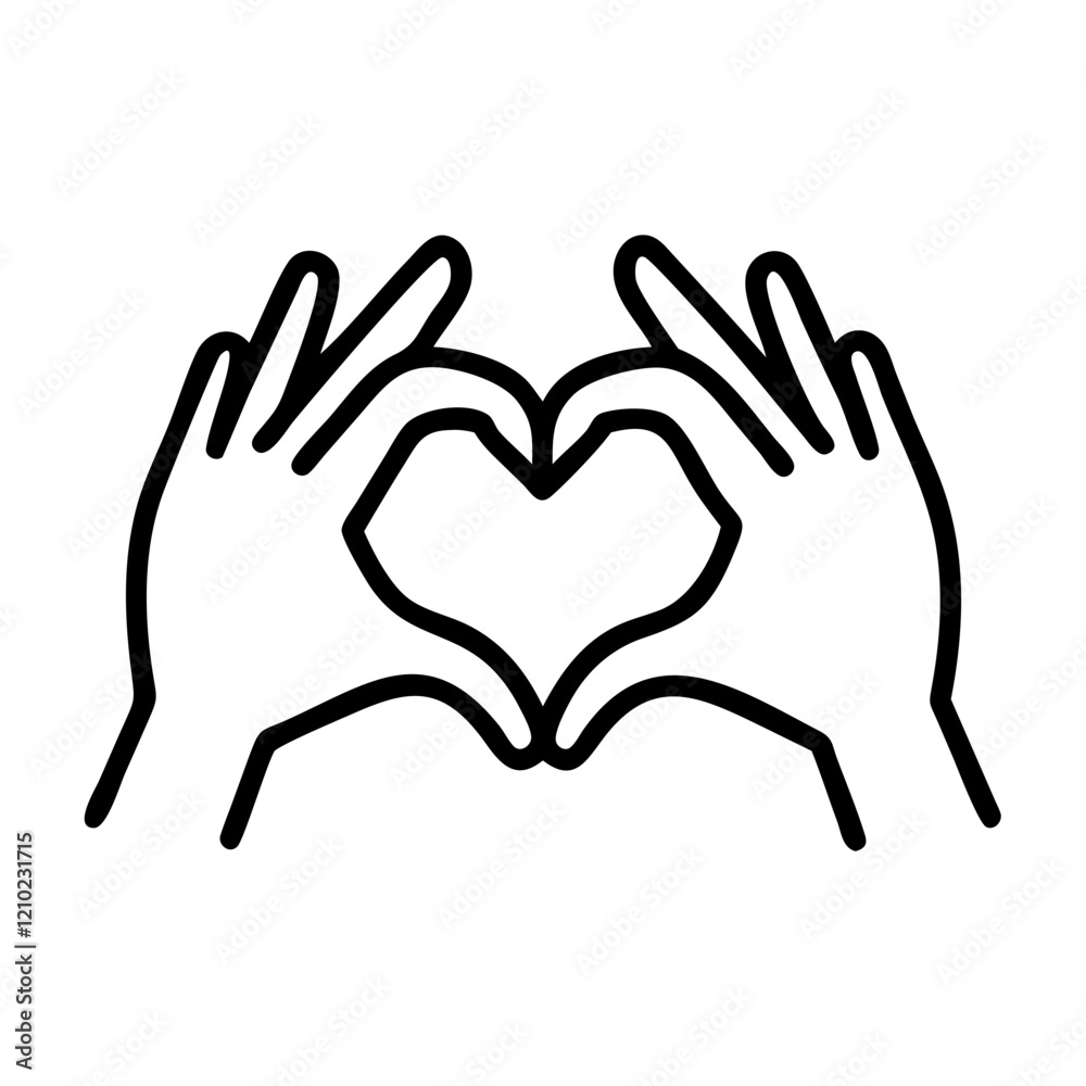 Obraz premium hands with heart icon, hands with heart line art - simple line art of hands with heart, perfect for hands with heart logos and icons