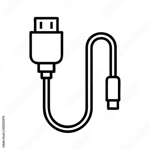 hdmi cable icon, hdmi cable line art - simple line art of hdmi cable, perfect for hdmi cable logos and icons