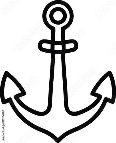 Vector illustration, monochrome sea anchor icon isolated on white background. Simple shape for design logo, emblem, symbol