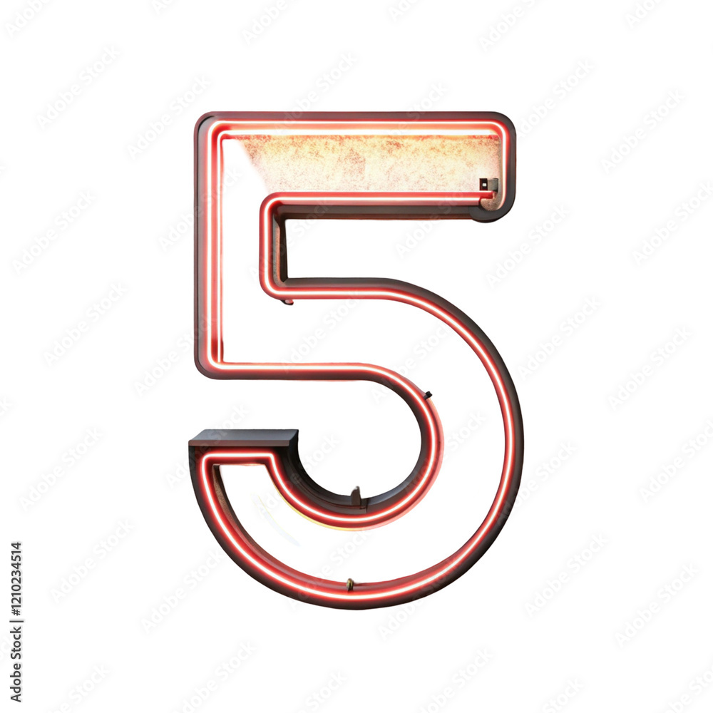 Concrete neon light number 5 isolated on transparent background
Concrete neon light number 5 isolated on transparent background