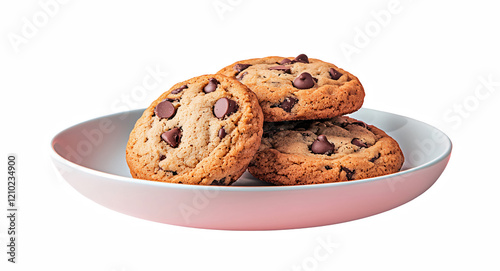 Delicious chocolate chip cookies on white plate, perfect for sharing and enjoying