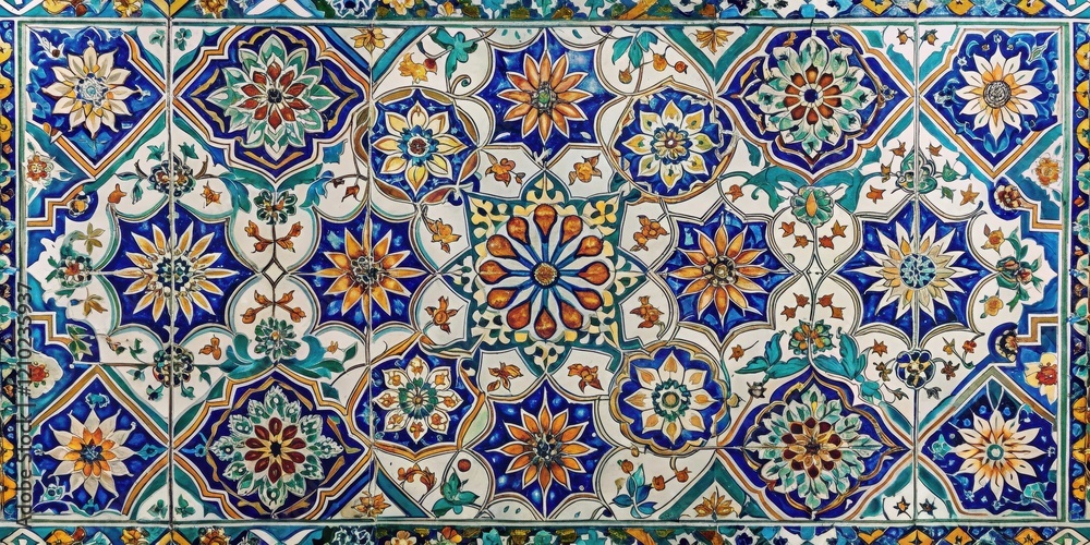 floral and geometric pattern on ceramic tile floral and geometric pattern on ceramic tile