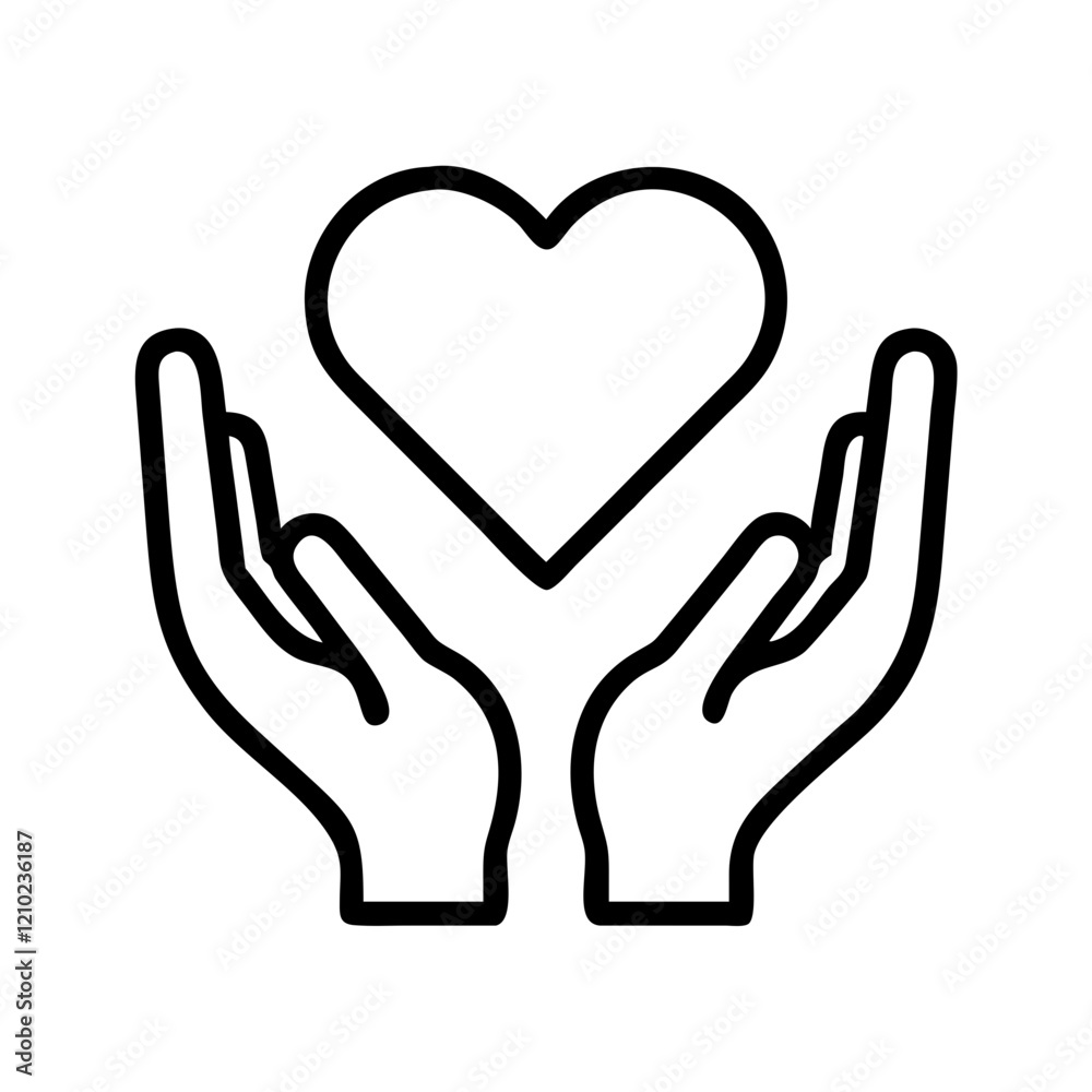heart with hands icon, heart with hands line art - simple line art of heart with hands, perfect for heart with hands logos and icons heart with hands icon, heart with hands line art - simple line art of heart with hands, perfect for heart with hands logos and icons