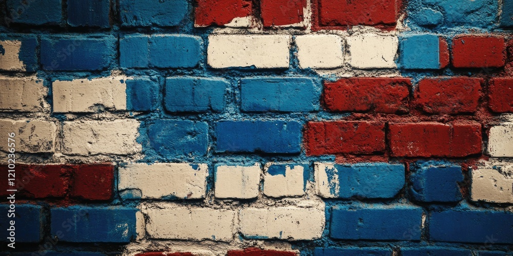 Fototapeta premium American Flag Brick Wall