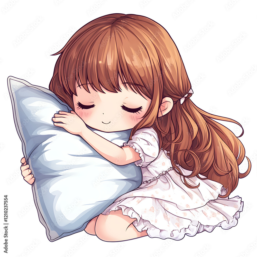 Adorable Anime Girl Sleeping with Pillow Adorable Anime Girl Sleeping with Pillow