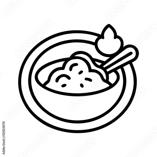 hummus dip icon, hummus dip line art - simple line art of hummus dip, perfect for hummus dip logos and icons