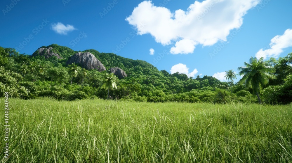 Fototapeta premium Tropical Landscape with Lush Greenery