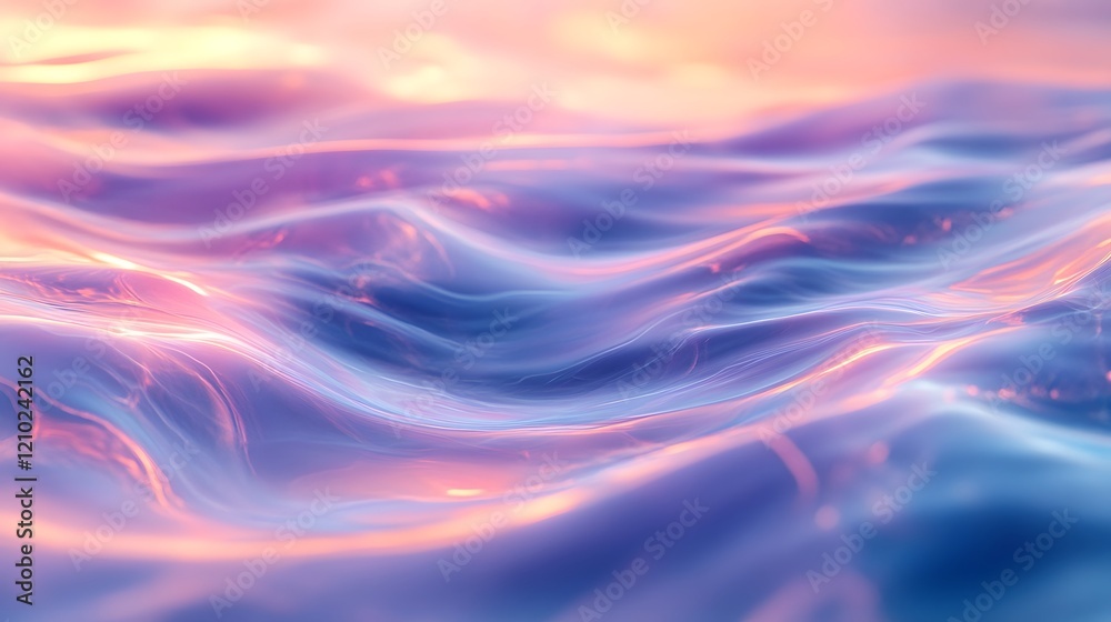 Obraz premium Mesmerizing fluid reflections glowing gently in a tranquil ethereal landscape of soft shimmering gradients and natural movements A captivating