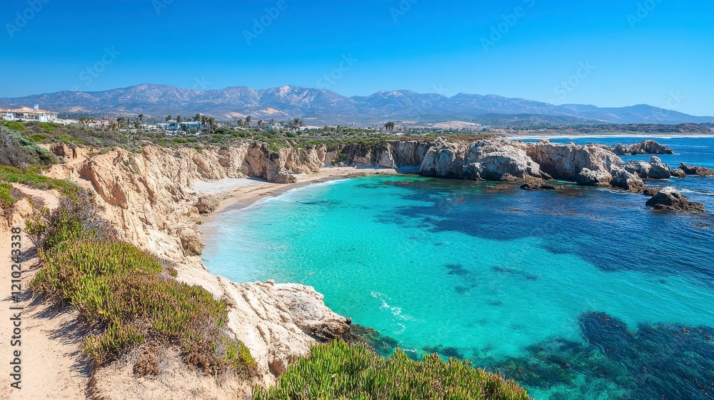 Obraz premium Stunning Turquoise Cove Coastal Cliffs Pacific Ocean Beach Scene California Coastline