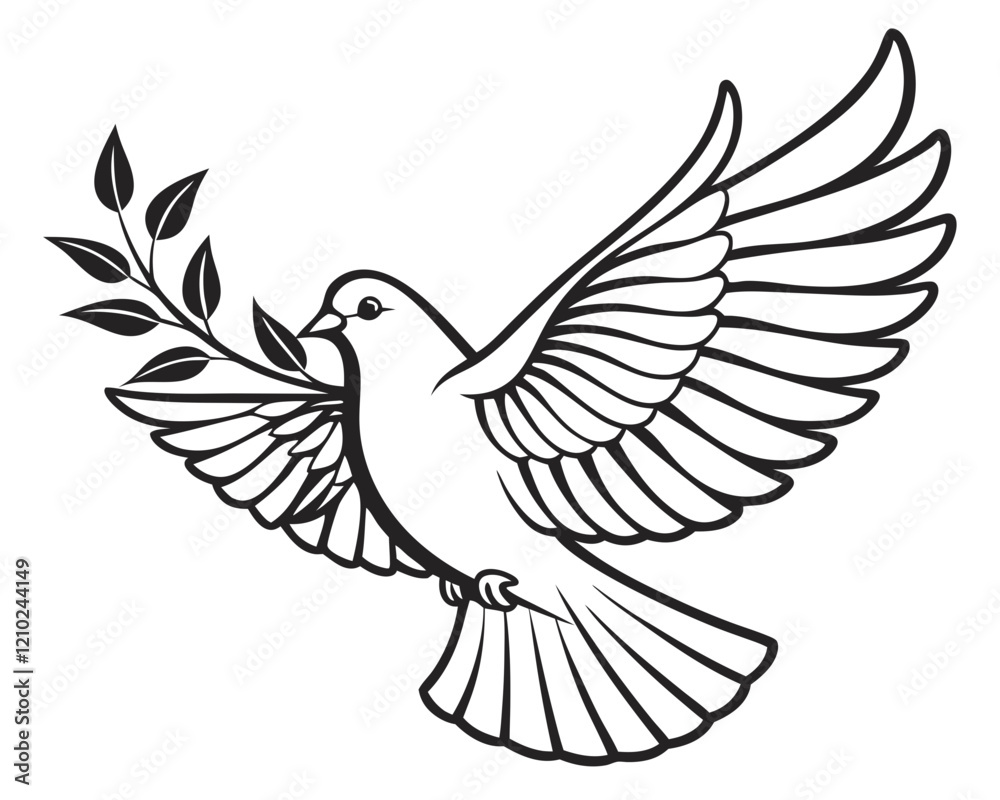 Fototapeta premium dove logo, black outline, vector graphic, transparent background