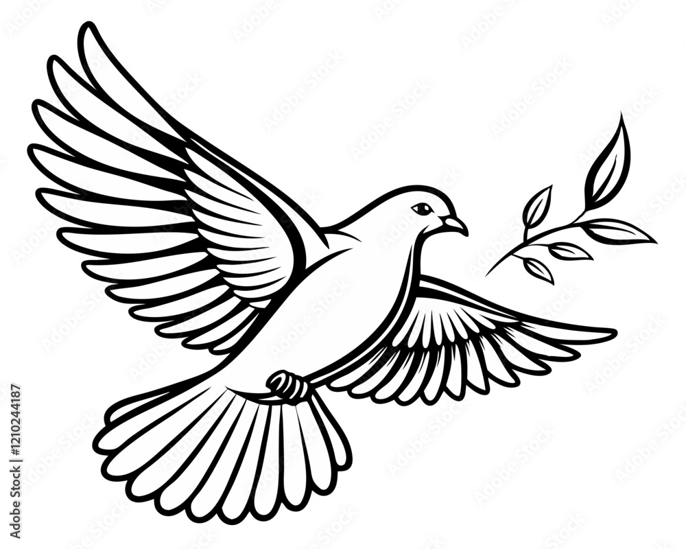 Fototapeta premium dove logo, black outline, vector graphic, transparent background