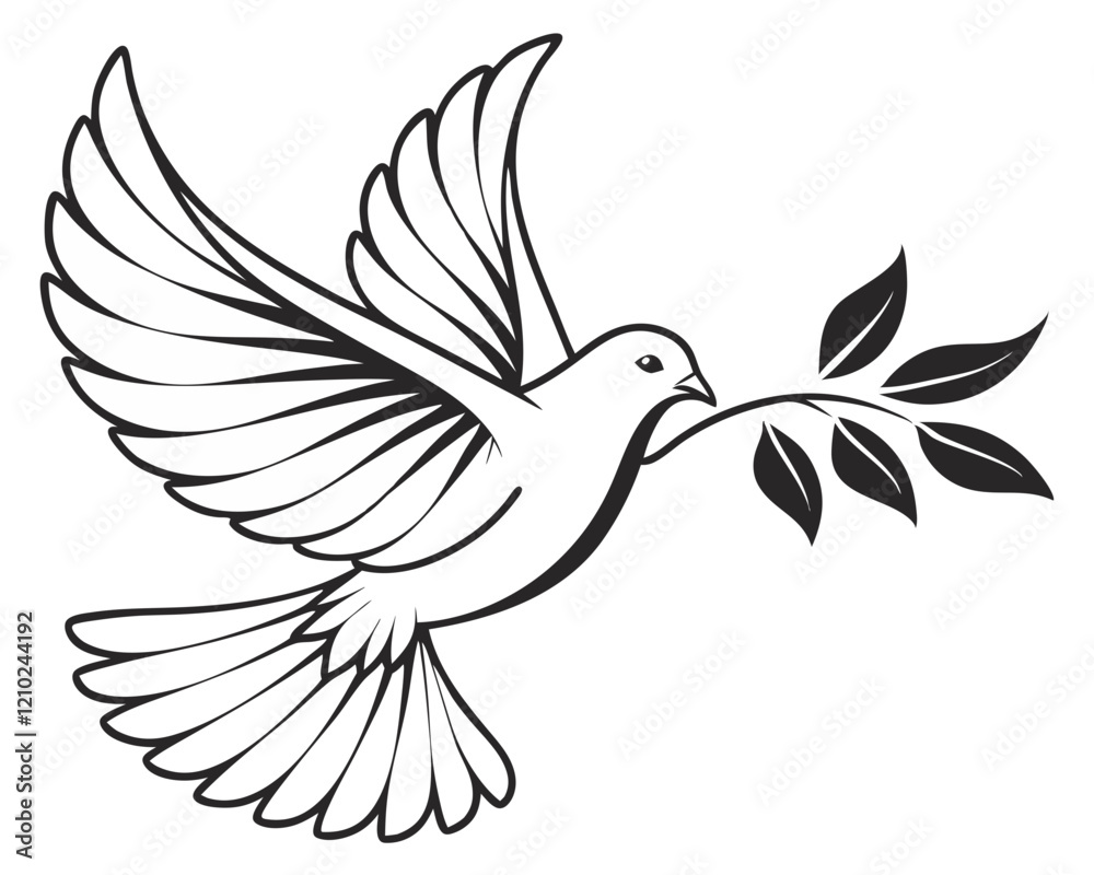 Fototapeta premium dove logo, black outline, vector graphic, transparent background