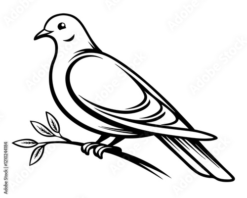 dove logo, black outline, vector graphic, transparent background