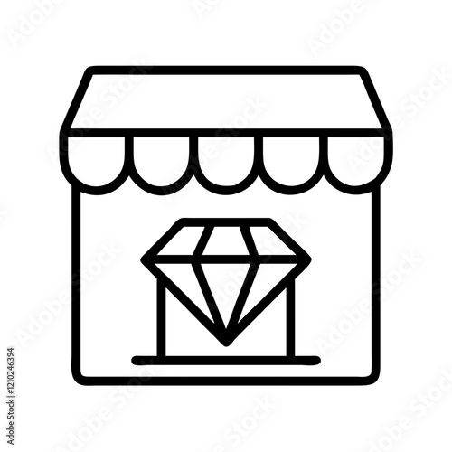 jewelry store icon, jewelry store line art - simple line art of jewelry store, perfect for jewelry store logos and icons