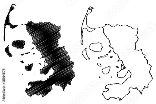 Nordfriesland district (Federal Republic of Germany, rural district, Free State of Schleswig-Holstein, Slesvig Holsten) map vector illustration, scribble sketch Nordfriesland map