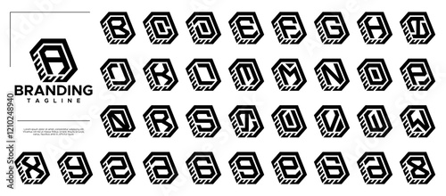 Modern line box pack letter A-Z initial logo set