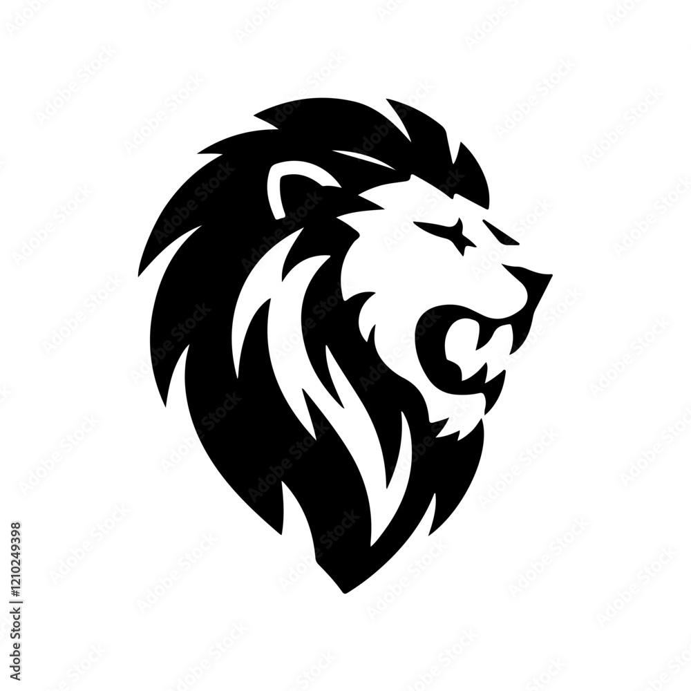 Fototapeta premium Royal heraldic lions. Black silhouette of rampant lion and griffins for logo or coat of arms. Premium wild animal crest symbols.