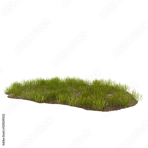 Lush green grass tuft isolated on black background, ideal for model railroading or diorama landscaping