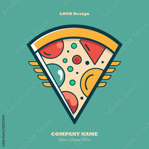 AI Generated Abstract Pizza Slice Logo with Minimalist Elements photo