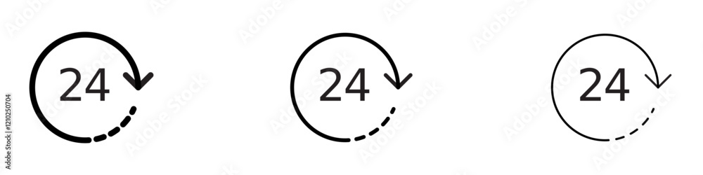 24 Hour time icons collection in black and blue colors 24 Hour time icons collection in black and blue colors