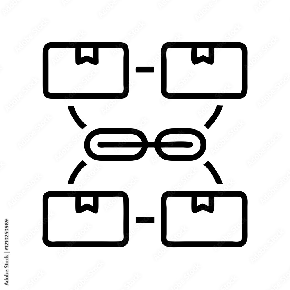 logistics chain icon, logistics chain line art - simple line art of logistics chain, perfect for logistics chain logos and icons logistics chain icon, logistics chain line art - simple line art of logistics chain, perfect for logistics chain logos and icons