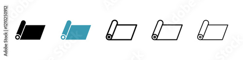 Aluminum foil icons set in black filled and stroke line style