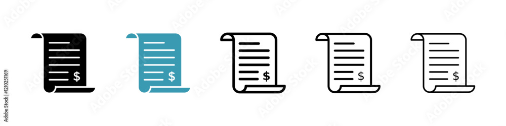 Billing icons collection in black and blue colors Billing icons collection in black and blue colors
